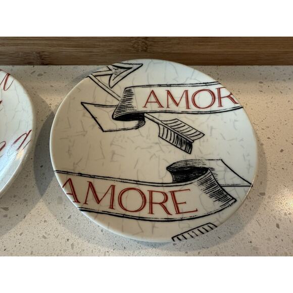Pier 1 One Imports‎ Love Plates Dessert/Appetizer Set Of 2 Hearts - Picture 2 of 10